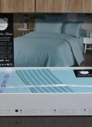 Постільна білизна cotton shine stripe satin 200х220 turkuaz2 фото