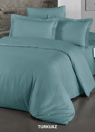 Постільна білизна cotton shine stripe satin 200х220 turkuaz1 фото