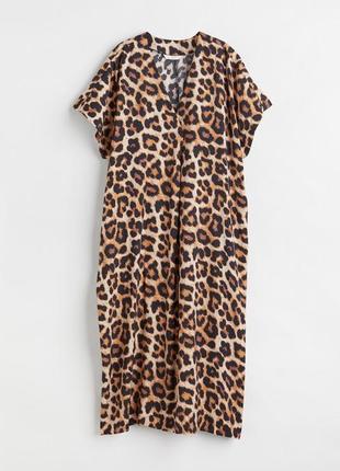 Міді стильна сукня плаття леопард, віскоза, кафтан, туніка h&m cos arket