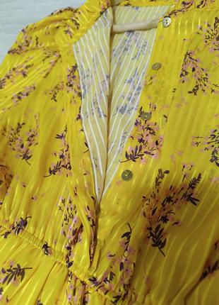 Плаття платтячко сукня міді миди жовта квіткова на літо лето весну2 фото