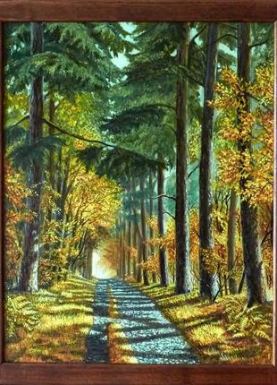 Картина маслом на холсте "лес". авторская работа, холст, масляные краски. 45х55