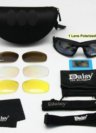 Защитные тактические солнцезащитные очки с поляризацией daisy x7 black 4 комплекта линз6 фото