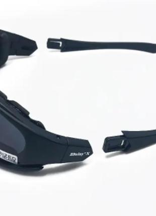 Защитные тактические солнцезащитные очки с поляризацией daisy x7 black 4 комплекта линз5 фото