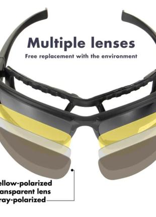 Защитные тактические солнцезащитные очки с поляризацией daisy x7 black 4 комплекта линз8 фото