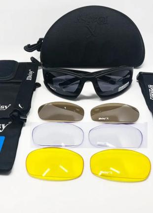 Защитные тактические солнцезащитные очки с поляризацией daisy x7 black 4 комплекта линз10 фото