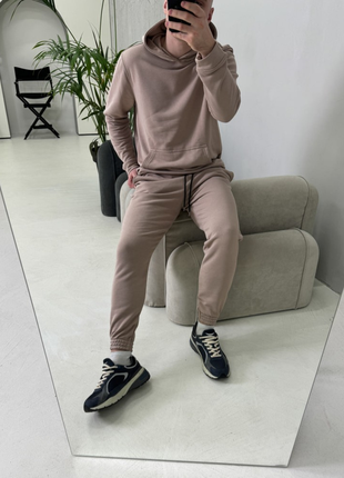 Спортивний костюм бежевий базовий base тринитка петля весна/осінь   м-44203