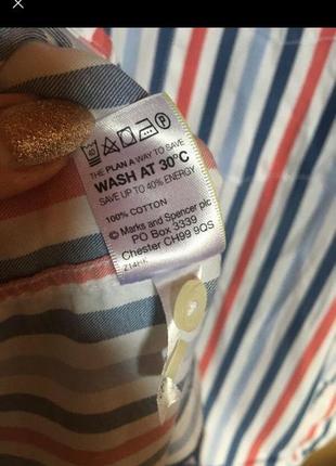 Крутая рубашка в полоску стильная super cotton m&s сорочка чоловіча мужская9 фото