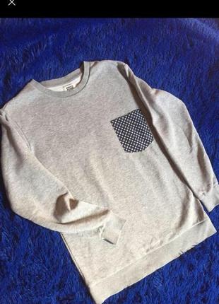 Стильный свитер кофта свитшет пуловер худди спорт тёпленький с цветным карманом