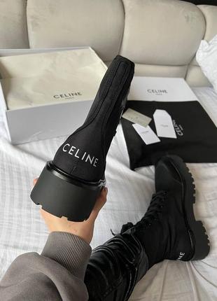 Женские чёрные весенние ботинки celine boots black жіночі чорні черевики celine boots8 фото