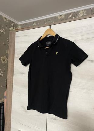 Футболка поло з воротом сорочка чорна lyle & scott2 фото