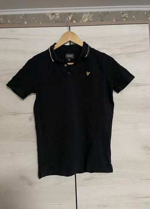 Футболка поло з воротом сорочка чорна lyle & scott1 фото