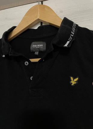 Футболка поло з воротом сорочка чорна lyle & scott4 фото