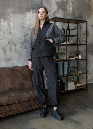 Жіночий костюм staff retro black & gray oversize1 фото