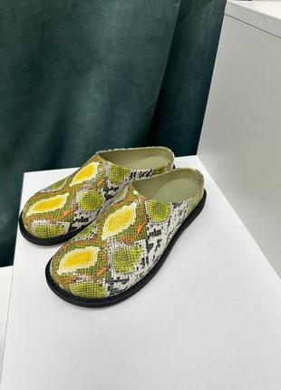 Сабо клогі з натуральної італійської шкіри та замші жіночі