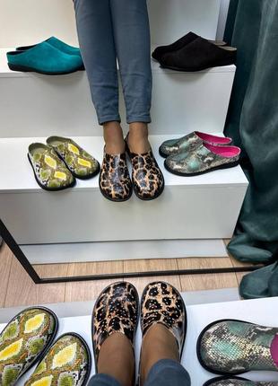 Сабо клогі з натуральної італійської шкіри та замші жіночі