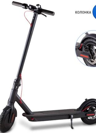 Электросамокат складной с bluetooth колонкой e-scooter 7118 регенерация заряда при торможении черный1 фото