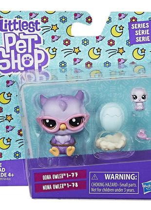 Ігровий набір hasbro littlest pet shop -  lps oona owler 1-77 & nona owler 1-78