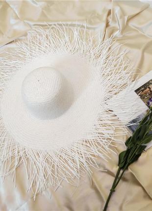 Білий літній капелюх, шляпа жіноча солом'яна пляжна панама, для фотосесії4 фото