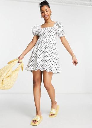 Сукня в горошок, легке плаття з талією на резинці