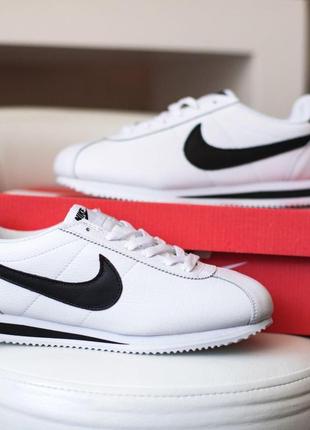 Nike cortez белые с черным кроссовки найк кортез кросовки