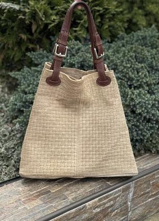 Стильна практична сумка шопер жіноча натуральна шкіра