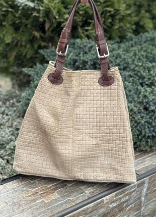 Стильная практичная сумка шоппер женская натуральная кожа4 фото