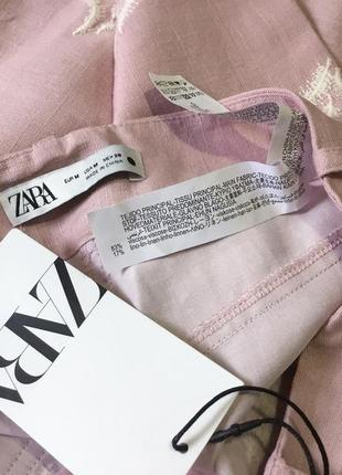 Брюки из смесового льна с вышивкой zara,p.m9 фото