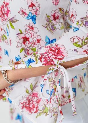 Блуза шифонова з квітковим принтом,красивая блузка с цветами4 фото