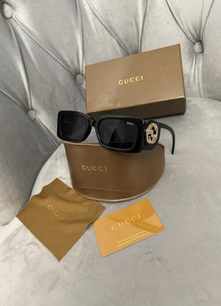 Чёрные солнцезащитные очки gucci полный комплект