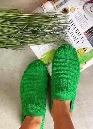 Яскраво-зелена мокасини кросівки травка махра7 фото