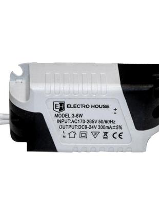 Драйвер для led панелей 3-6 вт input: ac 170-265 в output:dc9-24v 300ma