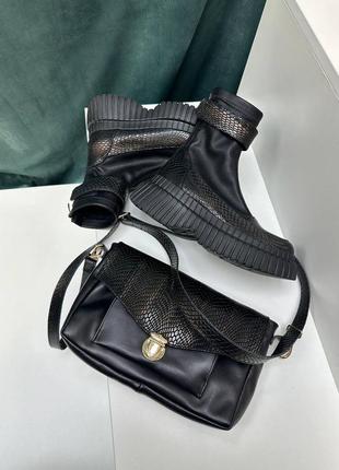 Ексклюзивна сумка клатч з італійської шкіри та замші жіноча8 фото