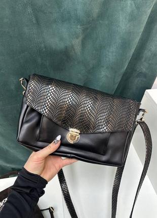 Ексклюзивна сумка клатч з італійської шкіри та замші жіноча5 фото