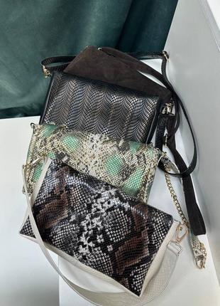 Ексклюзивна сумка клатч з італійської шкіри та замші жіноча4 фото