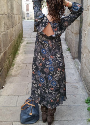 Вискозное миди платье в цветочный принт zara4 фото