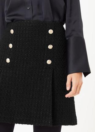 Черная твидовая юбка с шерстью marks&spencer, расширенная, трапеция,1 фото