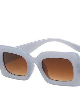 Тренд блакитні сонцезахисні окуляри коричневі лінзи прямокутні сонячні очки антиблик4 фото