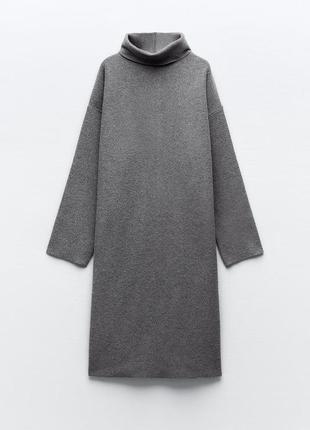Плюшевое платье zara серый  меланж s-m-l5 фото