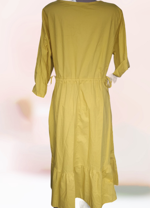 Італійська котонова гірчична сукня з шиттям3 фото
