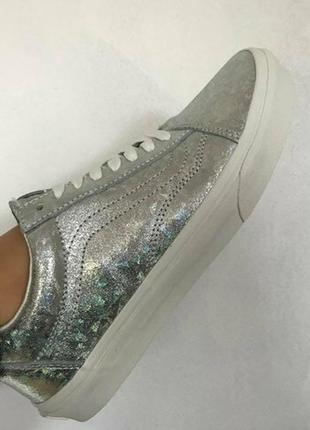 Кожаные голографические кеды вансы vans old skool hologram -оригинал
