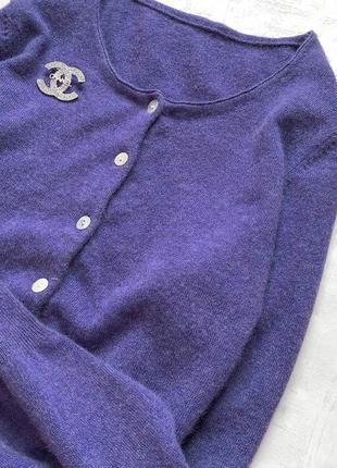 Нежнейший стильный кашемировый свитерок кардиганом василькового цвета3 фото