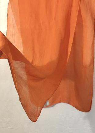 Легкий полупрозрачный оранжевый шарф2 фото