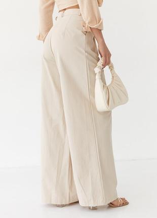 Жіночі штани-палацо — бежевий колір, l (є розміри)2 фото