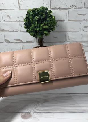 Стильний жіночий гаманець у кольорі пудра1 фото