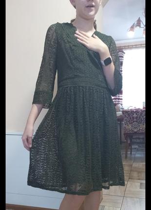 Гепюровое платье серое 17&amp;со casual wear