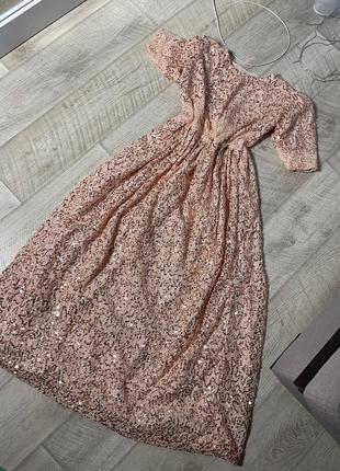 Неперевершена довга вечірня сукня плаття макраме в паєтки тренд сезону4 фото