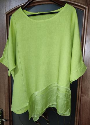 Льняна / шовкова асиметрична блуза (італія) шовк, льон