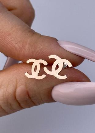 Срібні сережки пусети з вставками золота