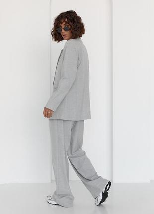 Женский однобортный пиджак на пуговице - серый цвет, l (есть размеры)8 фото
