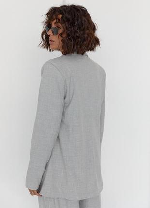 Женский однобортный пиджак на пуговице - серый цвет, l (есть размеры)3 фото